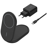 Base de carga plegable magnética Belkin BoostCharge Qi2 de 15 W (negra) + cargador de red .